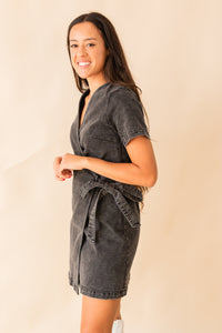 State of Mind Wrap Front Denim Dress