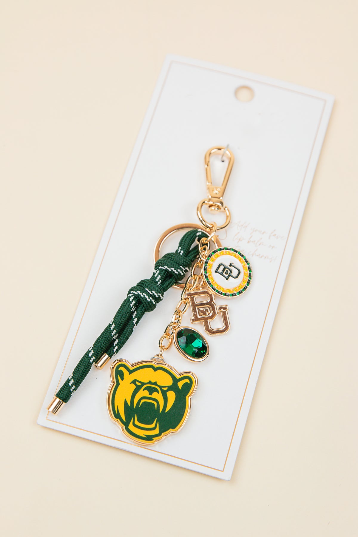 Baylor Bears Cluster Bag Charm Green/Shiny Gold