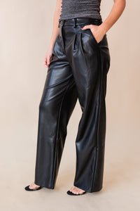 Josie Pleated Faux Leather Pant