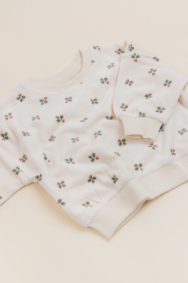 Velour Relaxed Sweatshirt Holly Berry