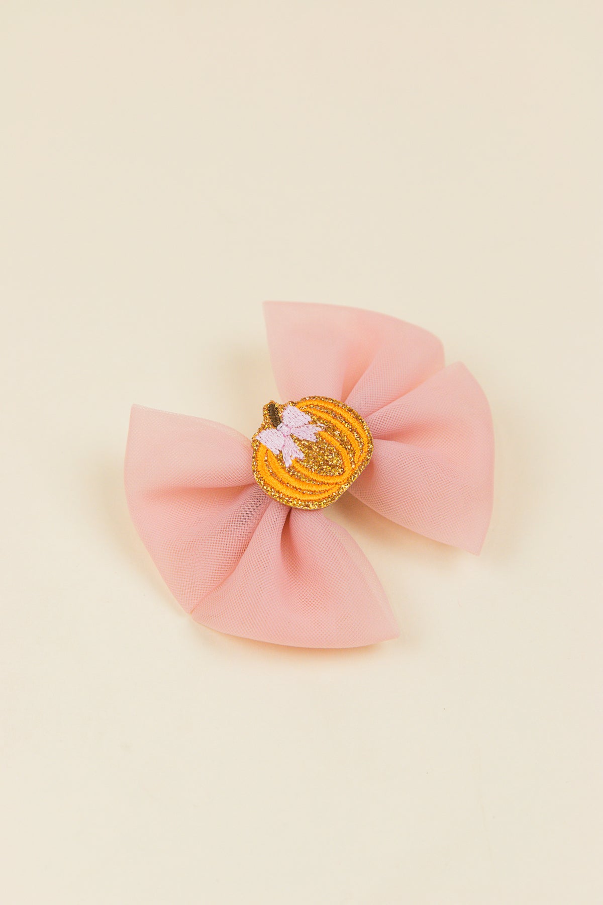 Pumpkin Tulle Bow Clip