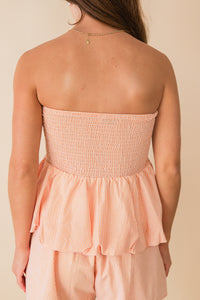 Create Memories Strapless Front Bow Top