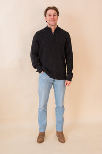 Pierce 1/4 Zip Marled Shaker Stitch Mock Neck