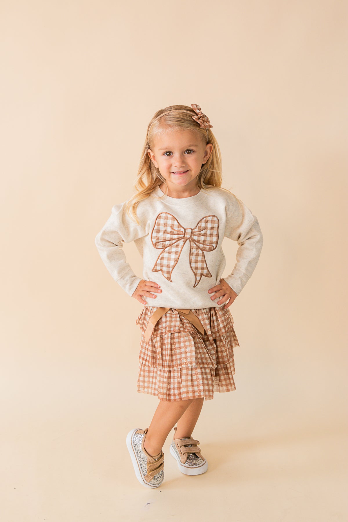 Gingham Bow Patch Sweatshirt