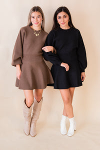 Balloon Sleeve Sweater Dress