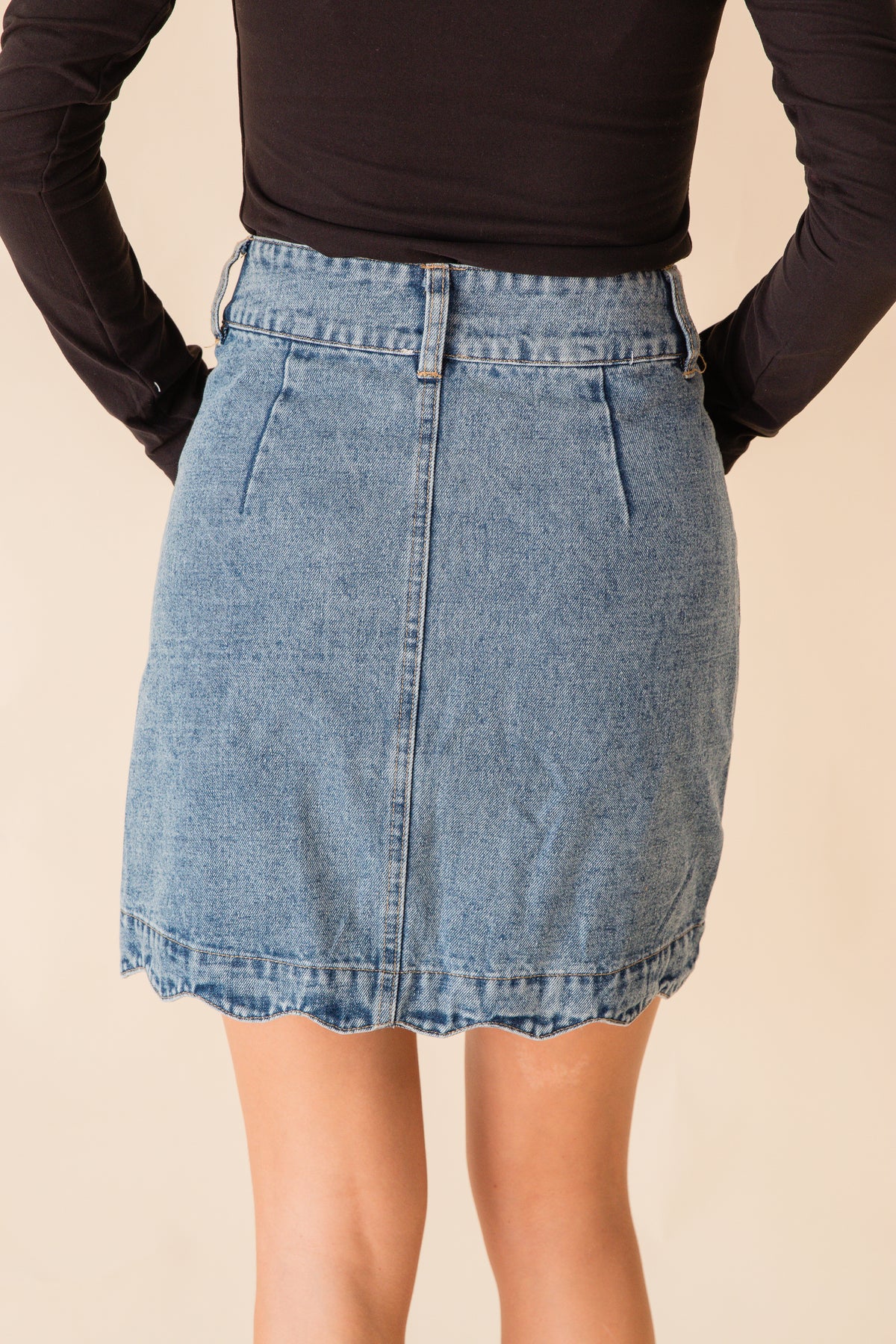 Emory Scalloped Denim Mini Skirt