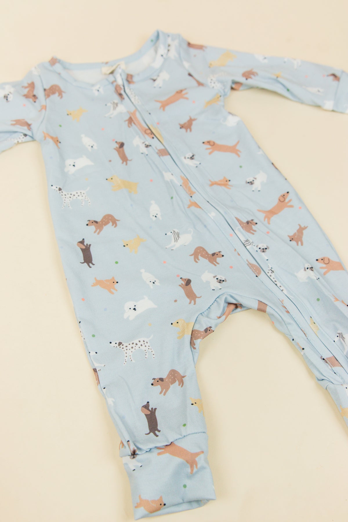 Long Sleeves Dog Print Baby Boy Zipper Romper