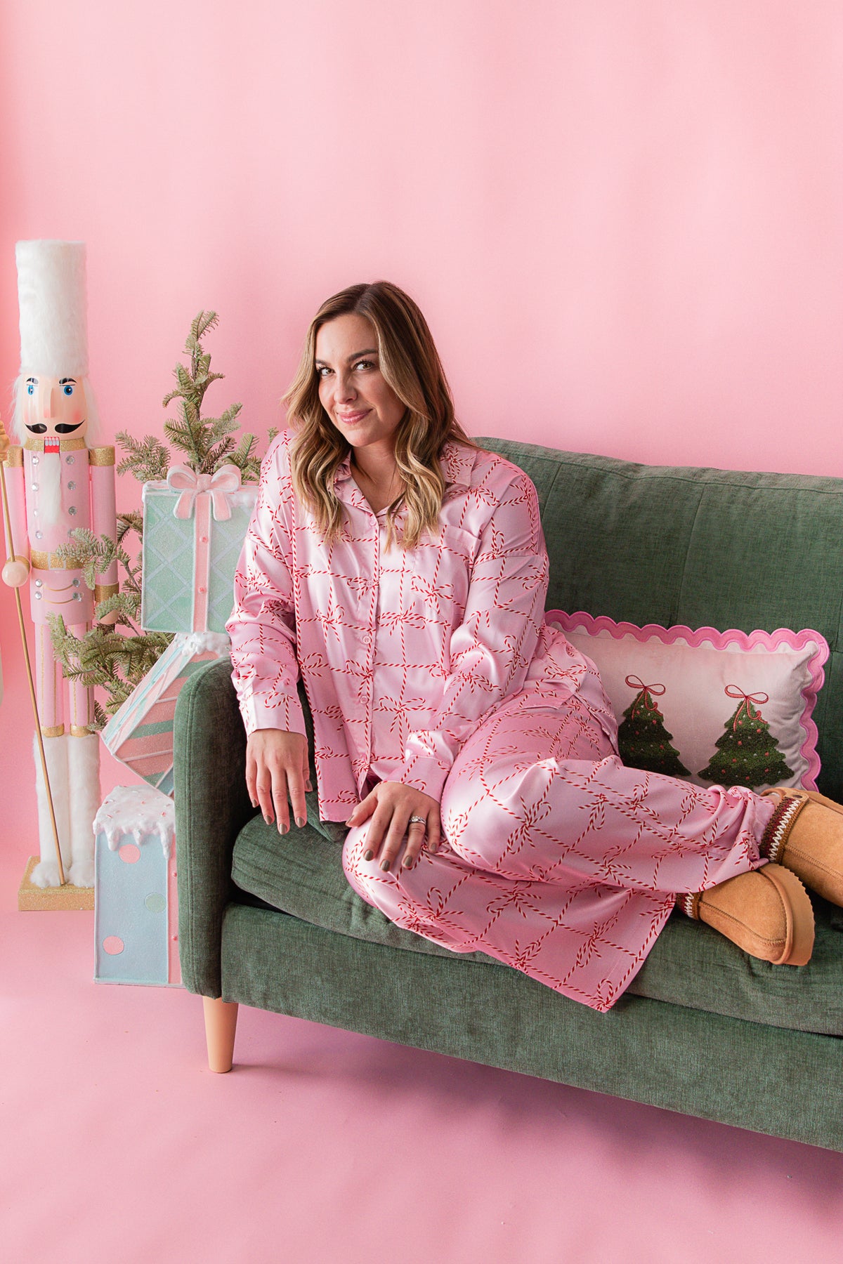 Christmas Bow Satin PJ Set