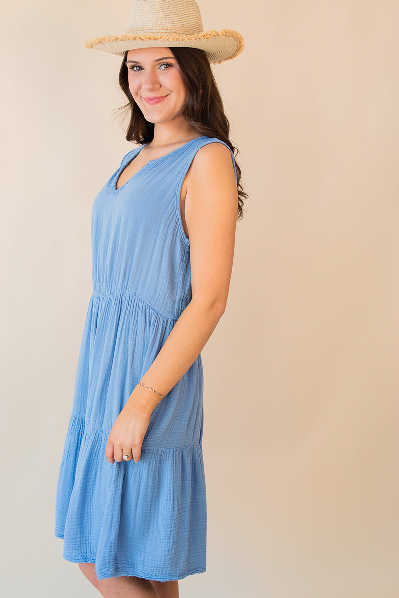 Abbie Crinkled Gauze Tiered Dress