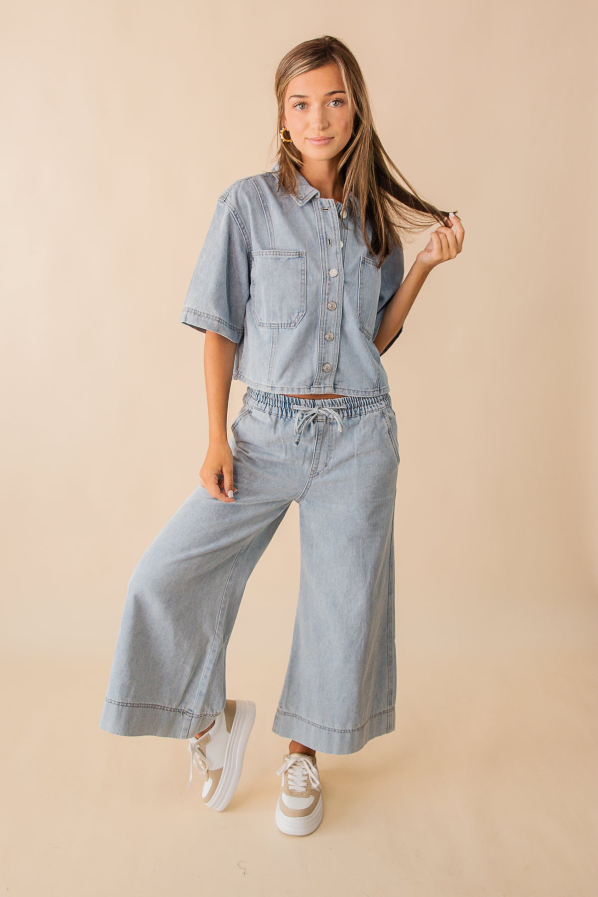 Sandra Cropped Denim Shirt