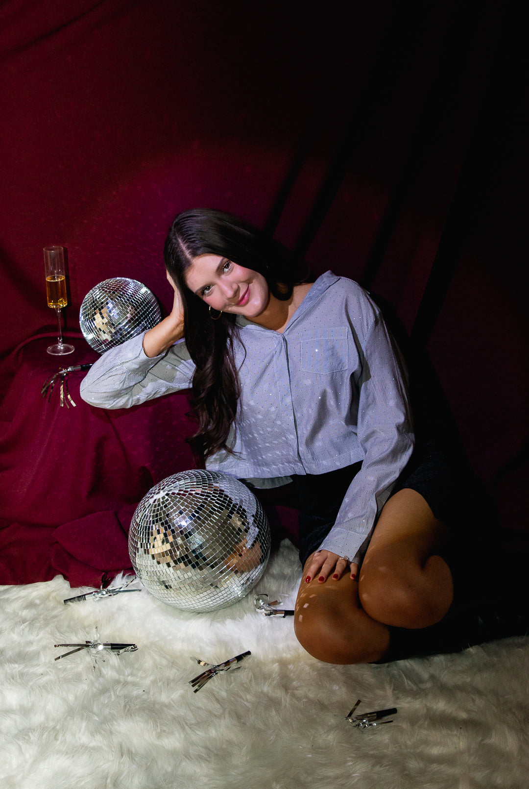 Glacier Glow Rhinestone Cropped Shirt