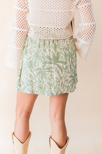 Palm Whispers Elastic Waist Mini Skirt