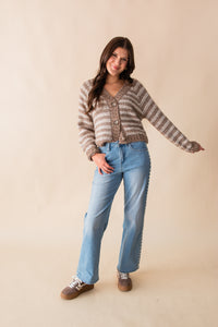 Este Metallic Stripe Cardigan