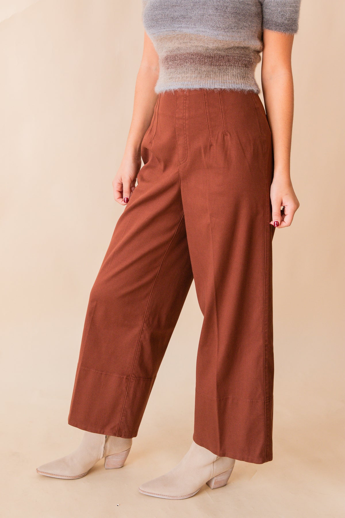 Stretch Twill Cropped Wide-Leg Pant