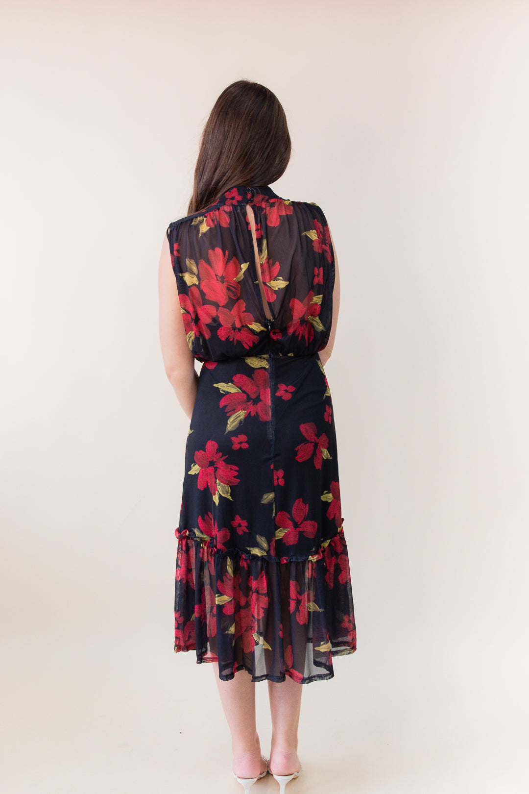 Gypset Glamour Mesh High Neck Midi Dress