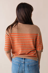 Olivia Stripe Short Sleeve Sweater Top