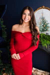 Ember Off Shoulder Sweater Midi Dress