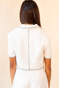 Jessie Contrast Stitch Crop Blazer