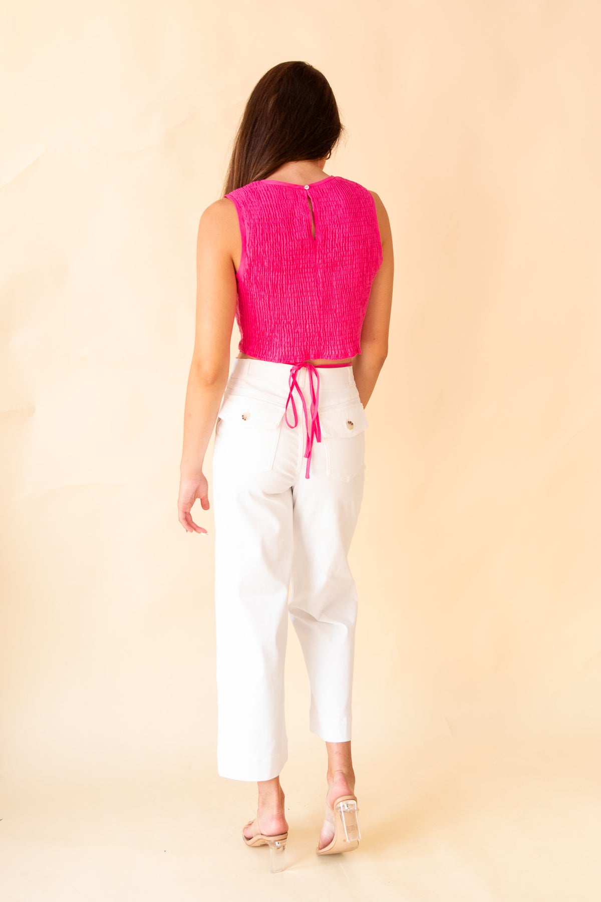 Stretch Twill Cropped Wide Leg Pant