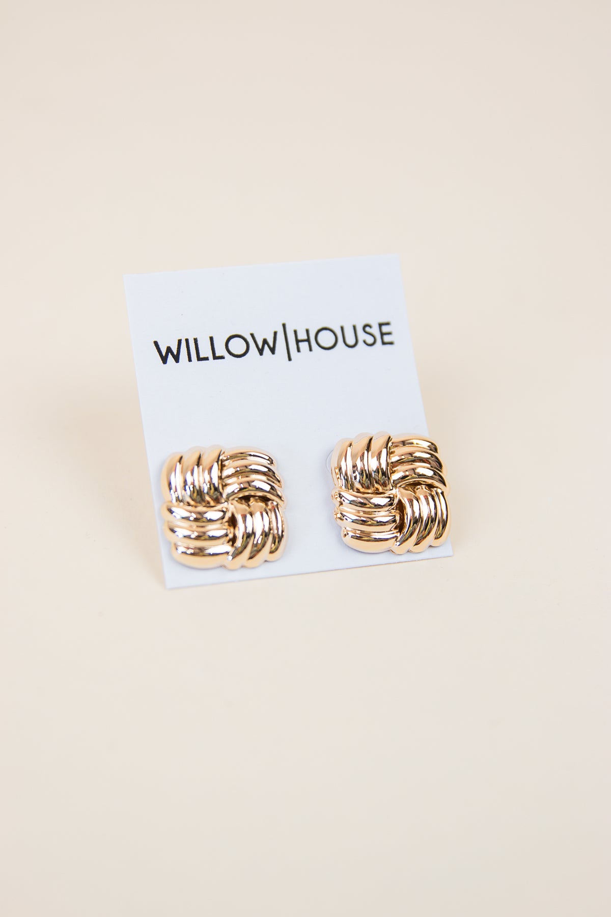 Desi Sculpted Cable Stud Earrings Shiny Gold