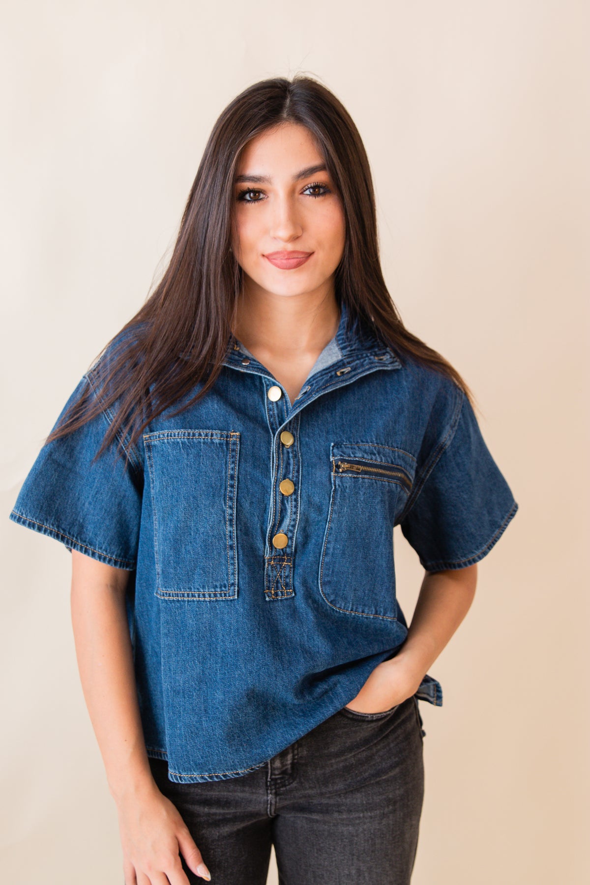 Sweet Words Denim Top