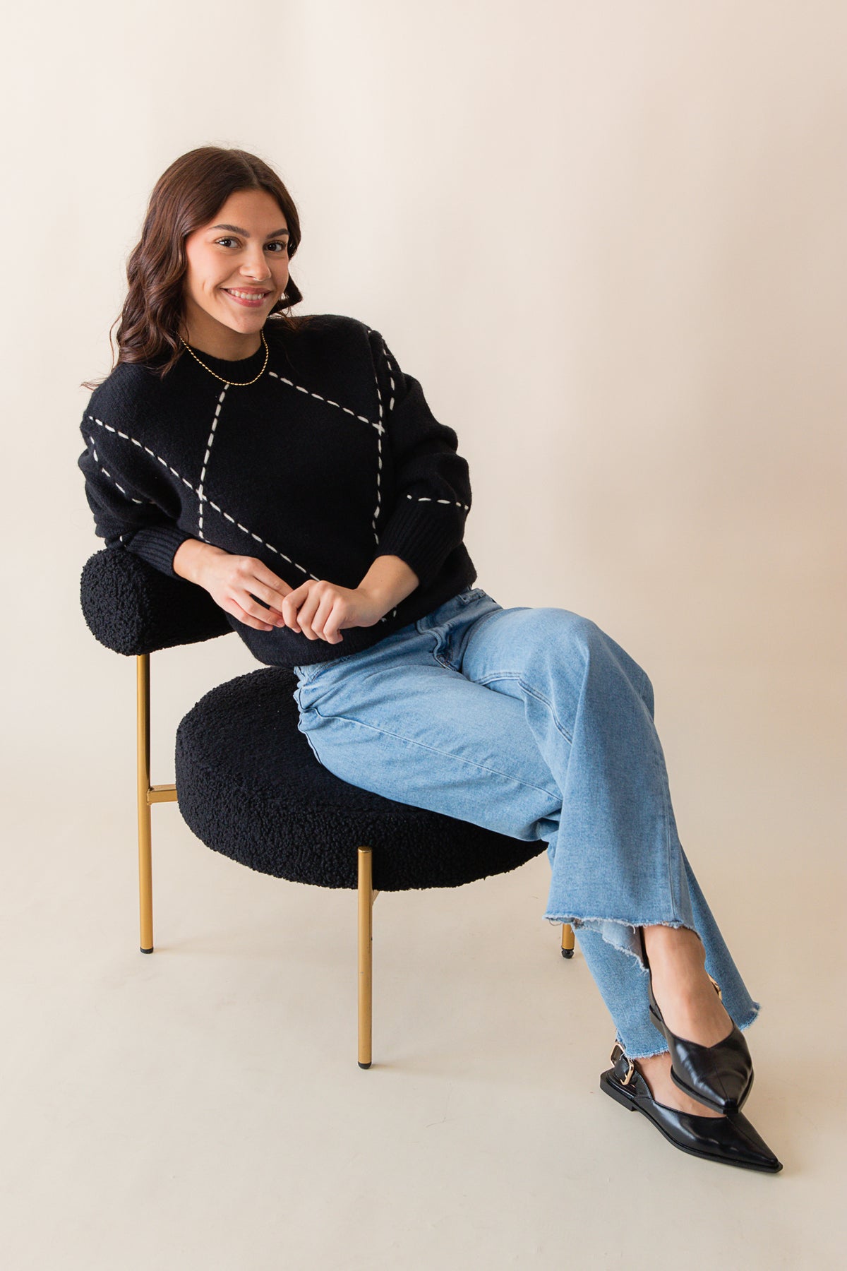 Guest List Contrast Stitch Sweater