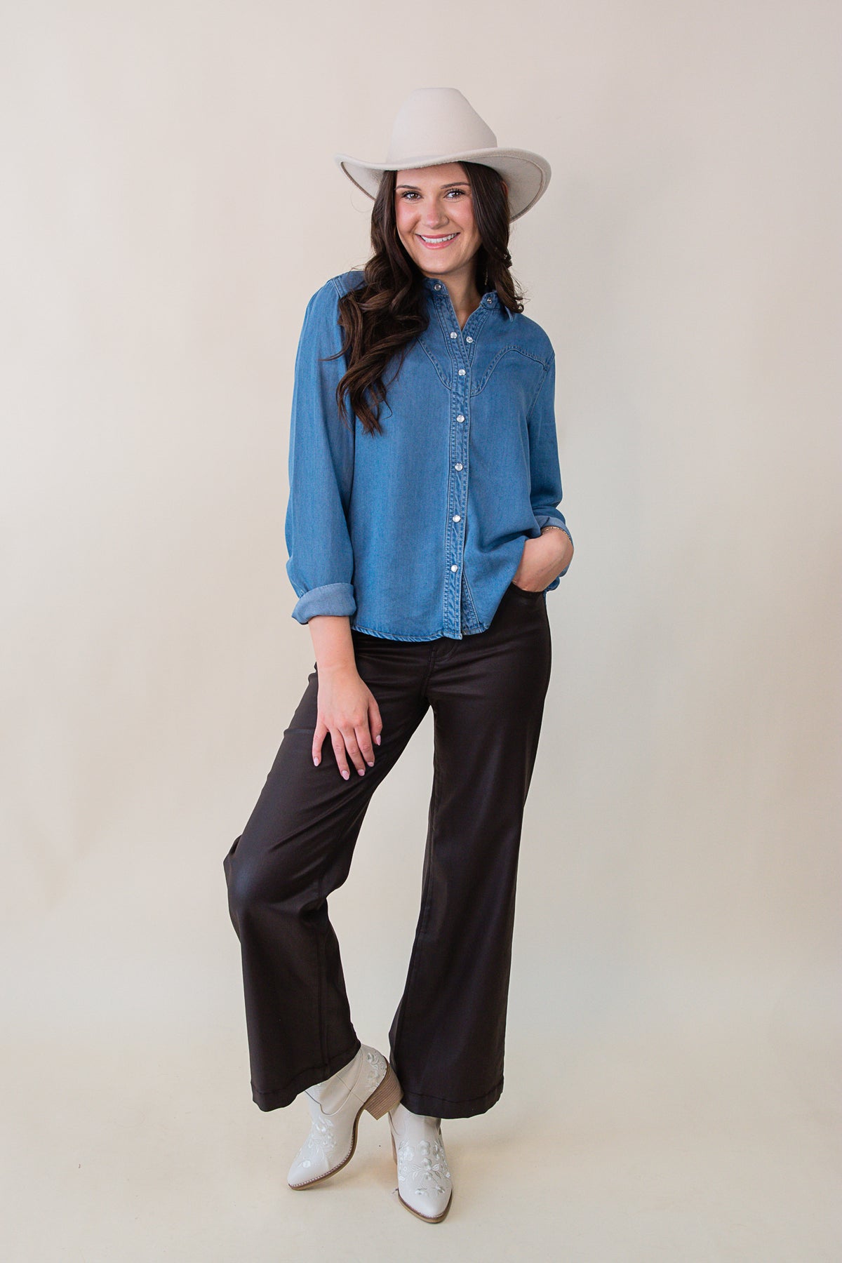 Meg High Rise Fab AB Wide Leg Raw Hem