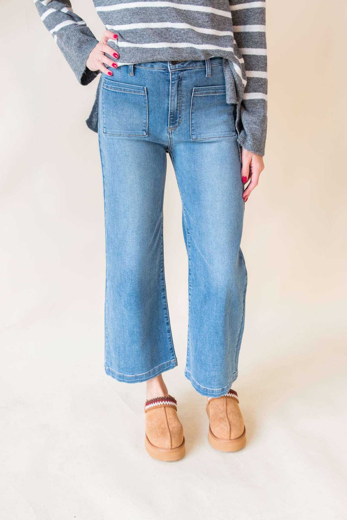 Avril High Rise Crop Wide Leg Jean