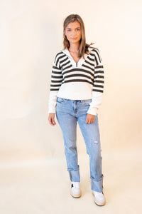 Noley Stripe Zip Front Sweater