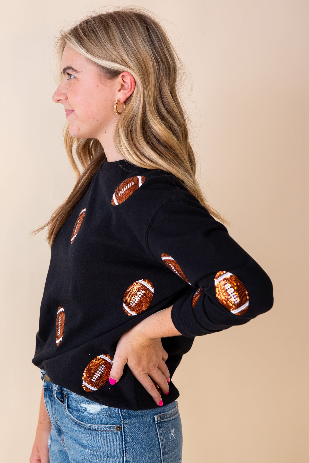 Sequin Football Sweatshirt