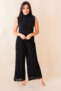 At Dusk Velvet Lace Wide Leg Pants