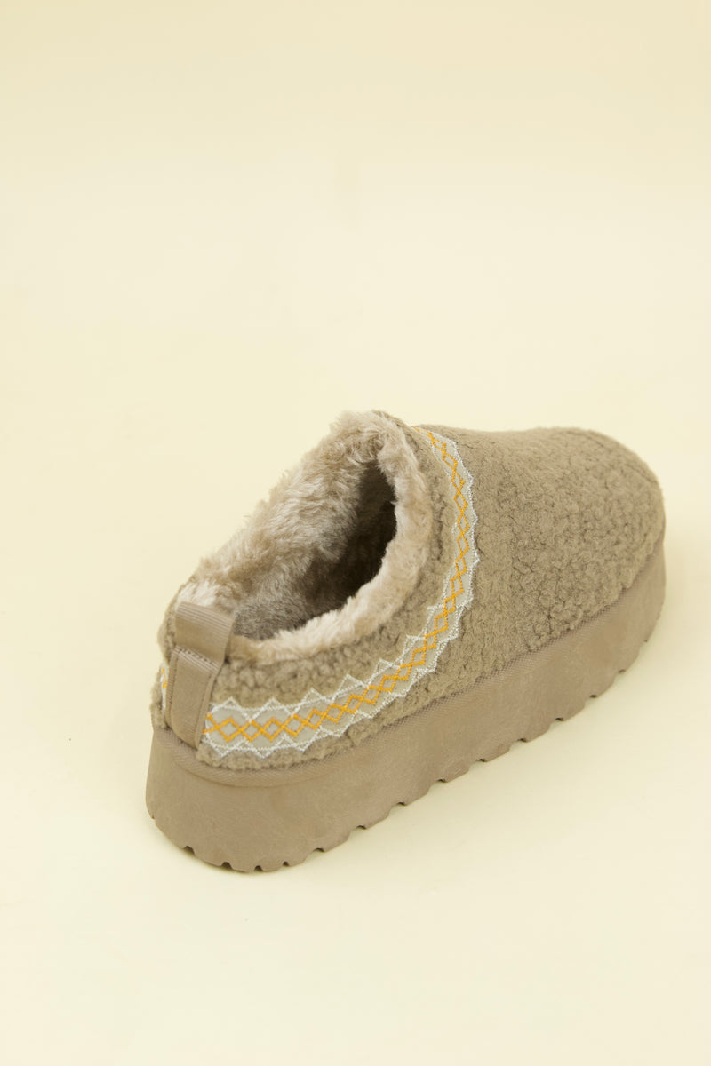 Camel Teddy Faux Fur Slippers