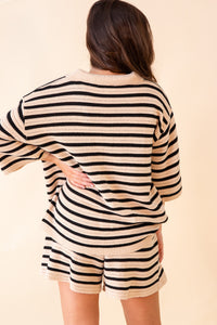 Alice Striped Short Sleeve Sweater Top