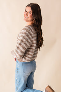 Este Metallic Stripe Cardigan