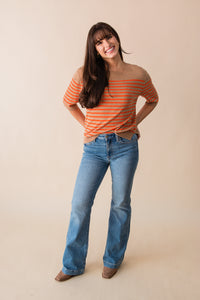 Olivia Stripe Short Sleeve Sweater Top