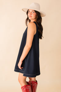 Contrast Top Stitched Mini Dress