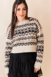 Rural Nordic Pattern Pullover Sweater