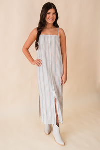 Nopales Striped Buttoned Maxi Dress