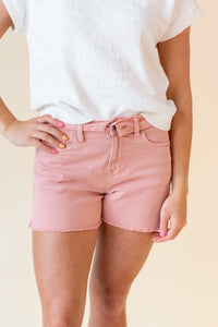 Light Coral Fold Over Shorts