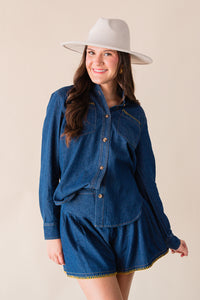 Magnolia Blanket Stitch Denim Shirt