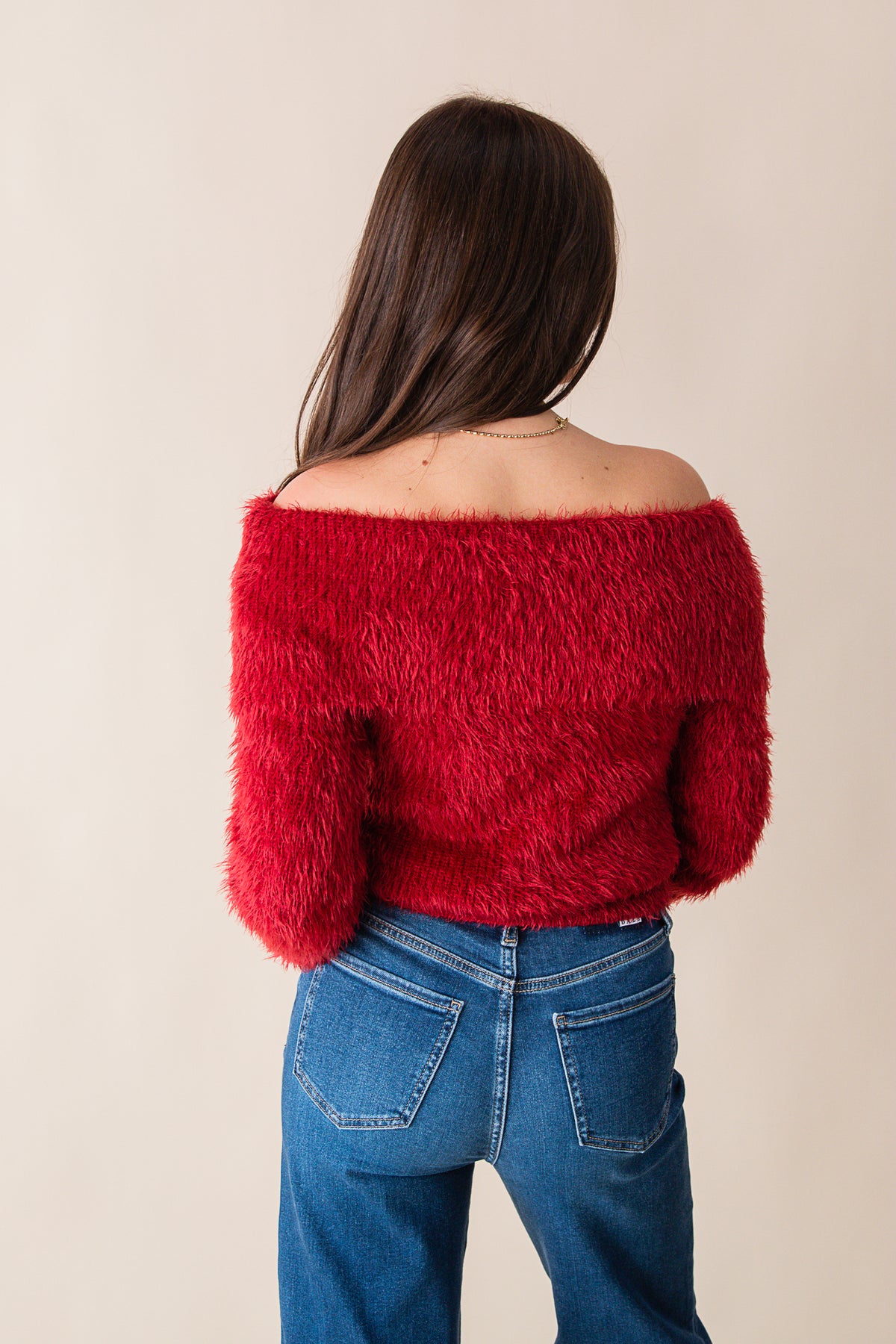 Amaya Off the Shoulder Fuzzy Sweater