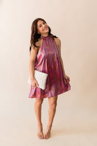 Floral Glow High Neck Mini Dress