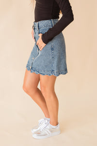 Emory Scalloped Denim Mini Skirt