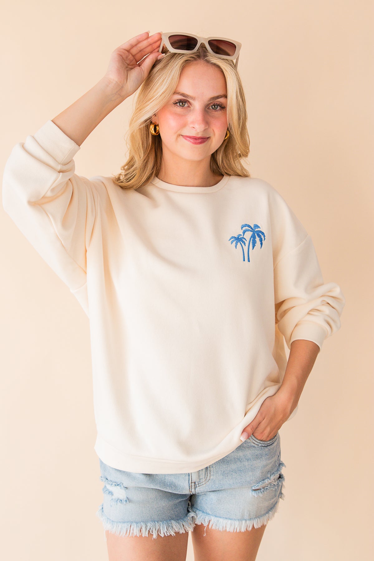 Coconut Embroidered Crewneck