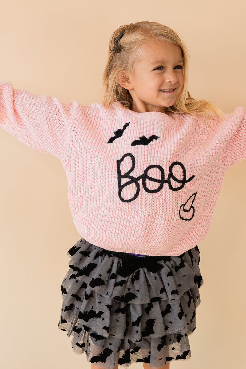 Boo Bat Halloween Knit Sweater