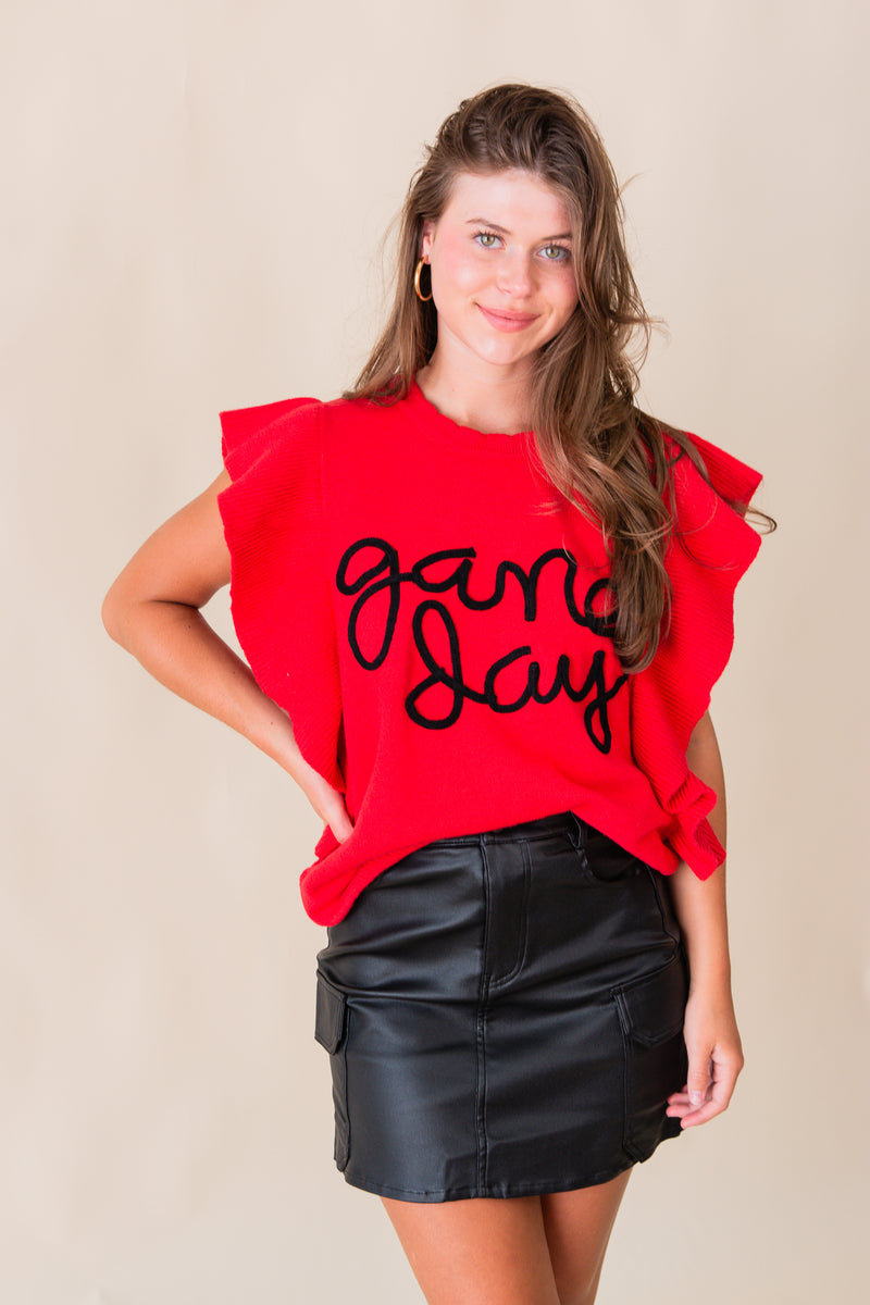 Ruffle Gameday Sweater Top