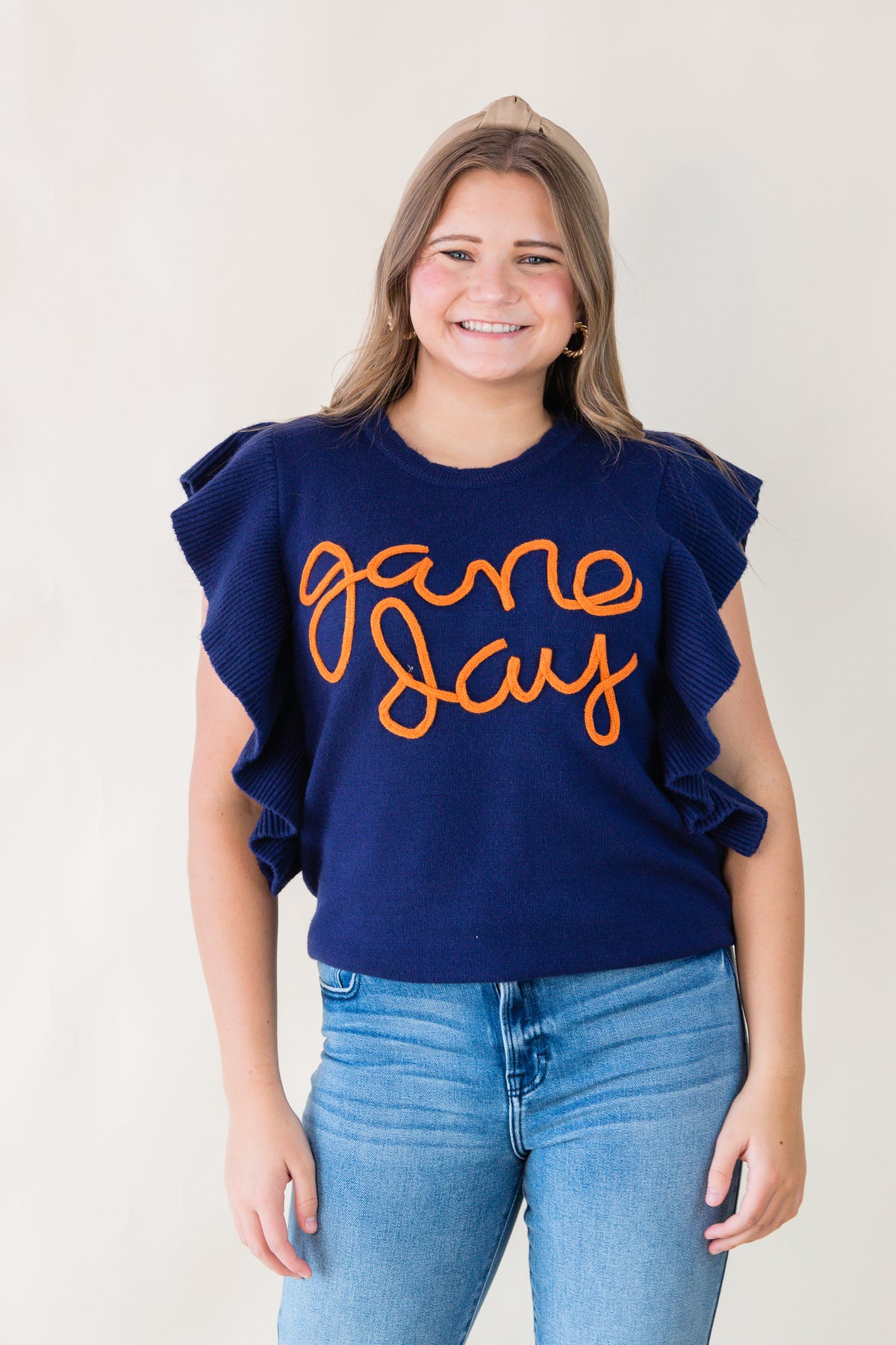 Ruffle Gameday Sweater Top