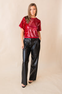 Cherry Sequined Top