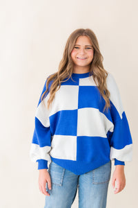 Best Behavior Checkered Sweater Top