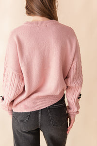 Sprinkled Bows Cable Knit Sweater